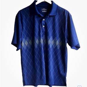 PGA Tour Argyle Pattern Short Sleeve Polo Blue M